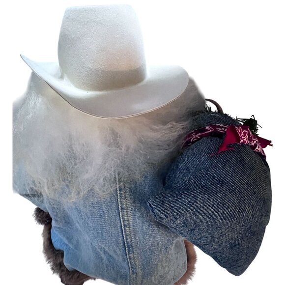 1997 Texas Santa Clause Sitter Posable Peppers Cowboy Hat Armadillo Handmade 24" - Picture 11 of 13